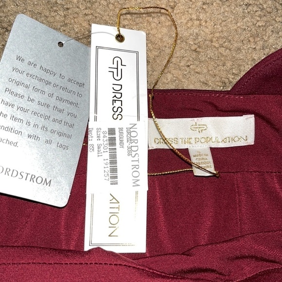 Dress The Population Camden Mermaid Hem Evening Gown Maxi Burgundy S - Picture 9 of 11